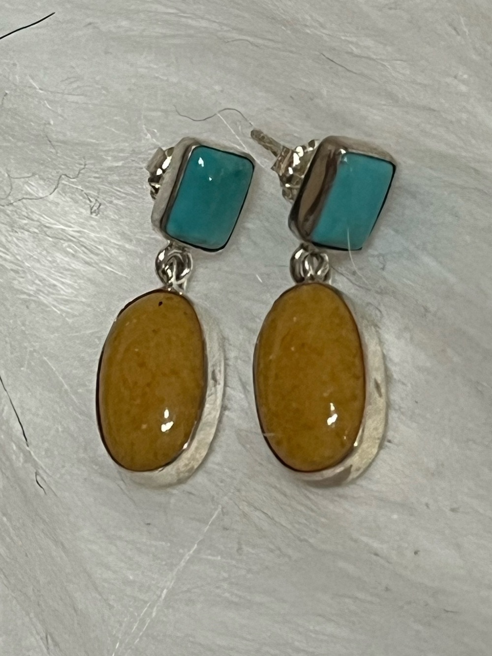 Sterling Turquoise Butterscotch Earrings